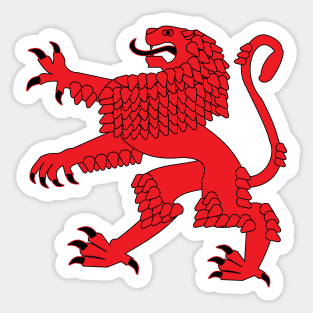 Heraldic Rampant Lion (red) Sticker